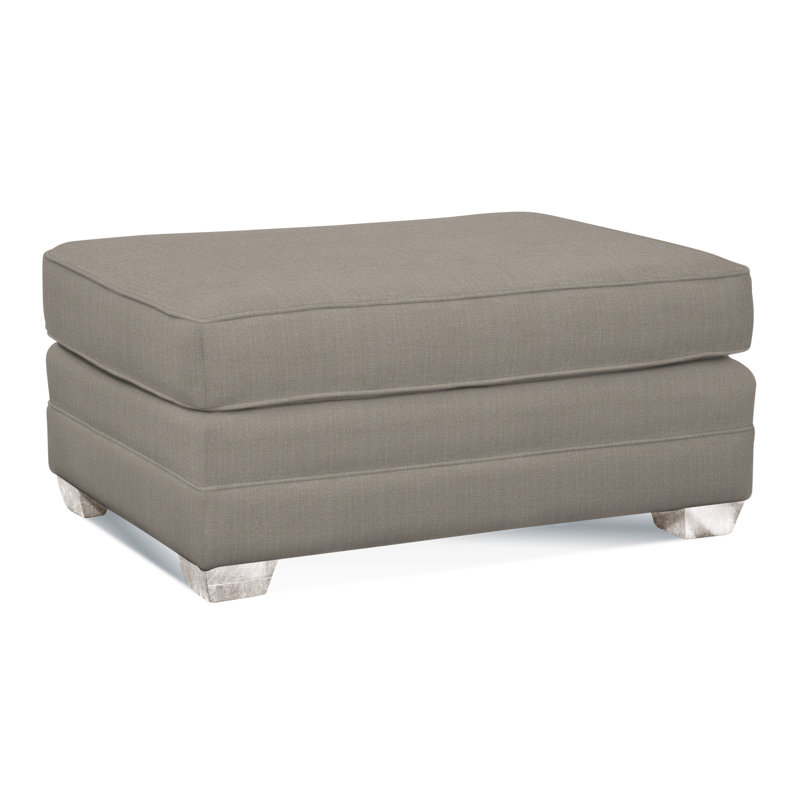 Bedford Upholstered Ottoman, Antique Frost White , Light Blue and White Stripe; 0256-54
