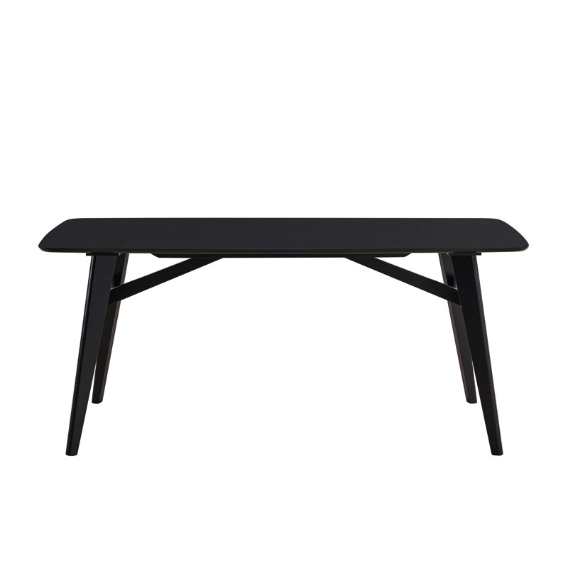 Table de salle à manger fixe noire avec placage en bois d'hévéa Limite de poids de 35 po de profondeur 71 po de largeur 30 po de hauteur et 100 lb