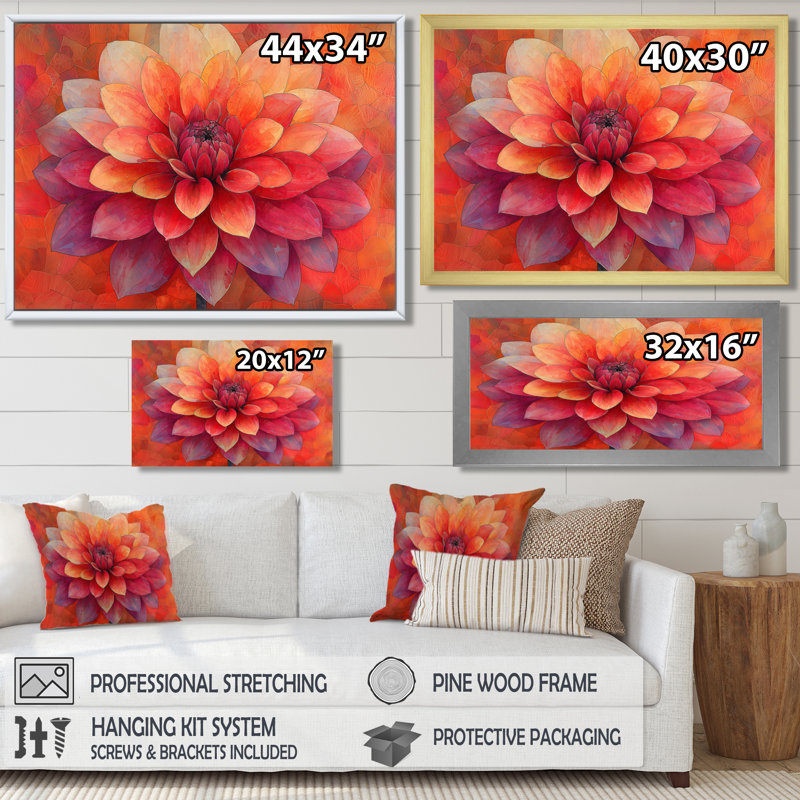 Coucher de soleil aux couleurs vives Dahlia Vision I - Dahlia, art mural, H 12 po x l 20 po, Noir