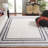 Ladaniel Border & Stripe Shag 200 Performance Striped Rug-1709536992