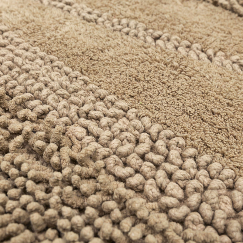 Laverne High/Low Stain/Fade Resistant Non-Slip Machine Washable Bath Mat, 24" W x 60" L, Taupe