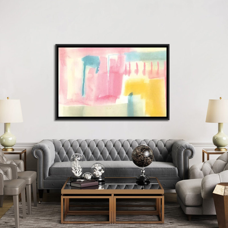 «Pastel Luxe III», reproduction sur toile, H 18 po x l 26 po x P 1,5 po, Toile avec cadre noir, Pas de tapis