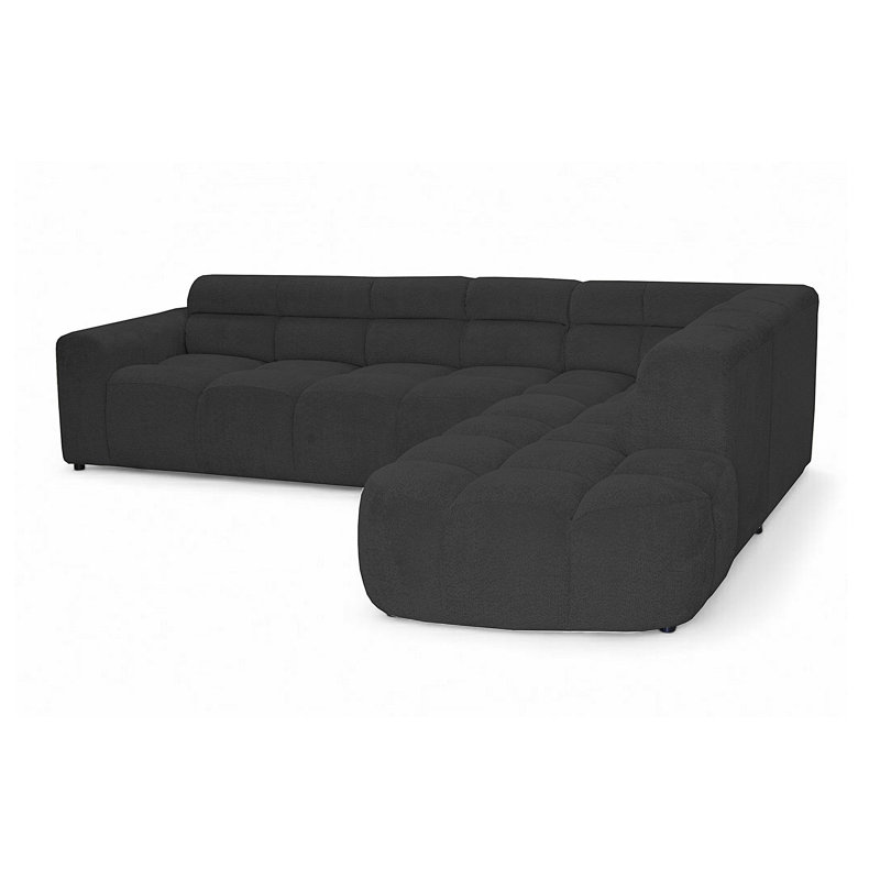 5 Seater Corner Sectional, Black, Right Hand Facing