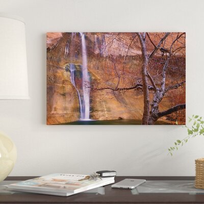 Calf Creek Falls Cascading Down Sandstone Cliff With Desert Varnish, Escalante National Monument, Utah by Tim Fitzharris - Wrapped Canvas Graphic Art -  East Urban Home, 669D88CCC967496D8BE806D28C812E92