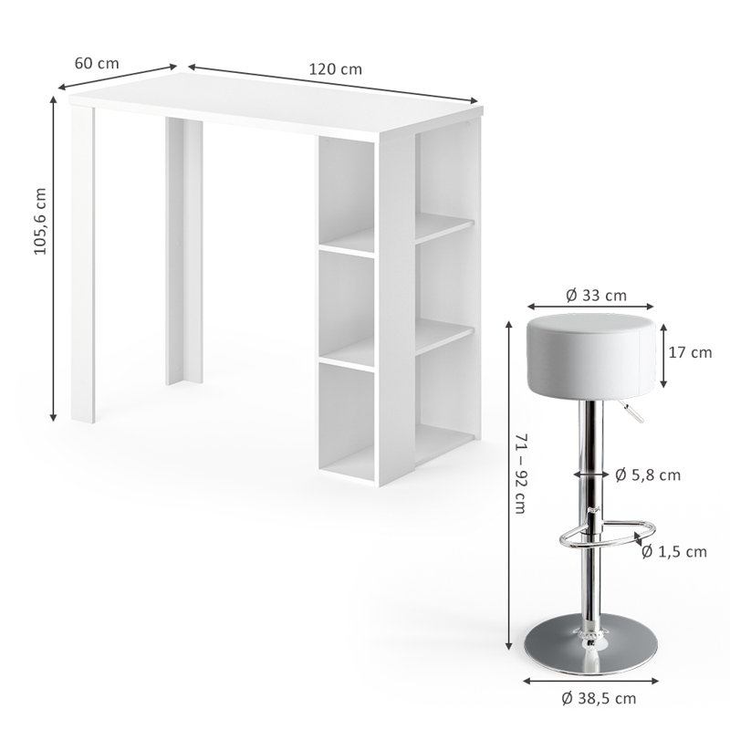 Karile 120 cm Bar Set Bar Cabinet, White