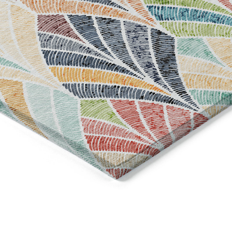 Tapis extérieur lavable à motifs géométriques cuivré orange 10 pi x 14 pi