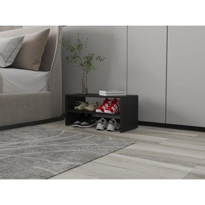 Range-chaussures Norris en mélamine avec 2 tablettes