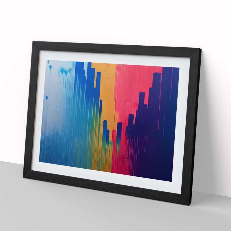 City Skyline Splash Vol.1 Abstract - Framed Print, 46cm H x 64cm W x 2cm D, Black Framed