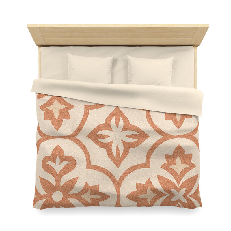 Microfiber Duvet Cover Boho Style, Design 36, King Duvet Cover, Cream