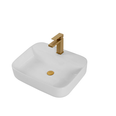 White Ceramic Countertop Sink - To Stains And Fade Bathroom Basin White, With A Glossy Exterior