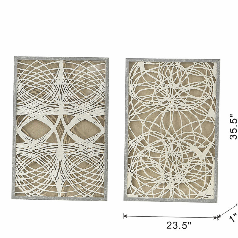S/2 Leaf Shadow Box Wall Décor, 23.5x1x35.5"
