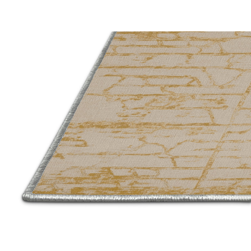 Machine Washable Abstract Beige Area Rug, Rectangle 2' x 3'