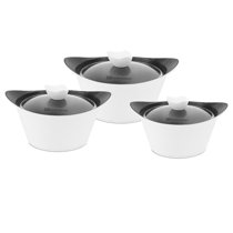 GSW Gourmet Granite Cooking Pot Set 10 Pieces Aluminium Glass Plastic  Stainless Steel Black