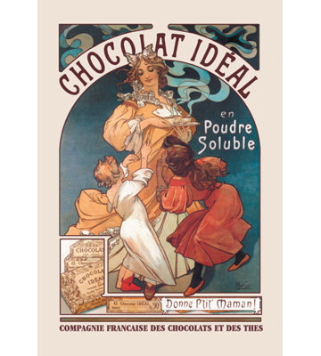 « chocolat idéal », affiche rétro sur toile tendue