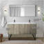 Meuble-lavabo double en acacia rustique 60 po X P 20 po D, plateau en marbre de culture, ensemble de robinet en métal Miroir