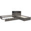 Lit plateforme simple en L avec lit gigogne, armoires de rangement, bureau et lumière DEL - Lit d'angle peu encombrant, gris-1820257812