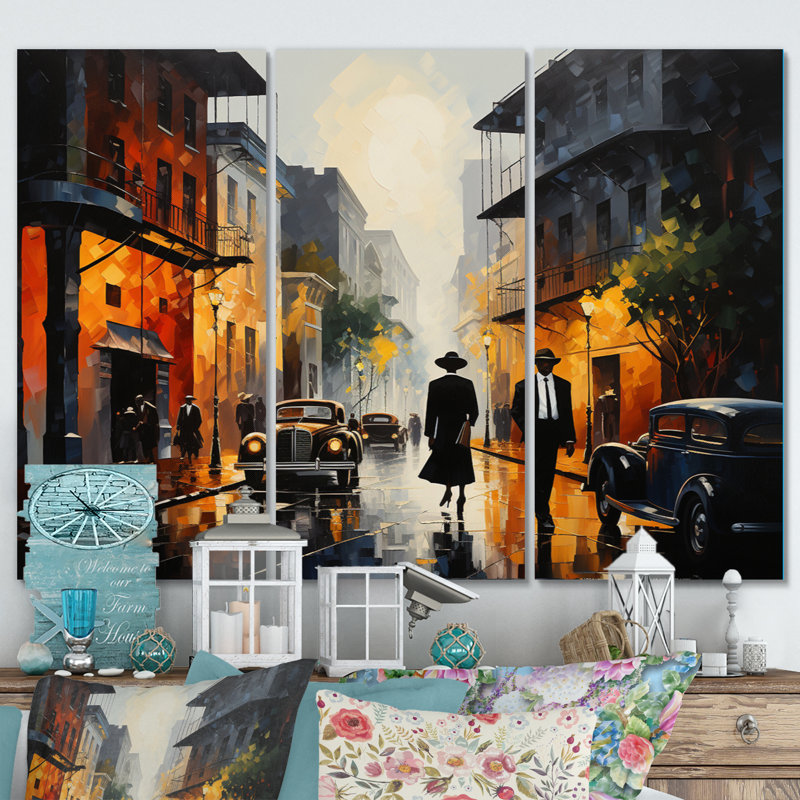 Jazz Harlem Renaissance VI sur toile, 3 pièces, H 32 po x l 48 po x P 1 po
