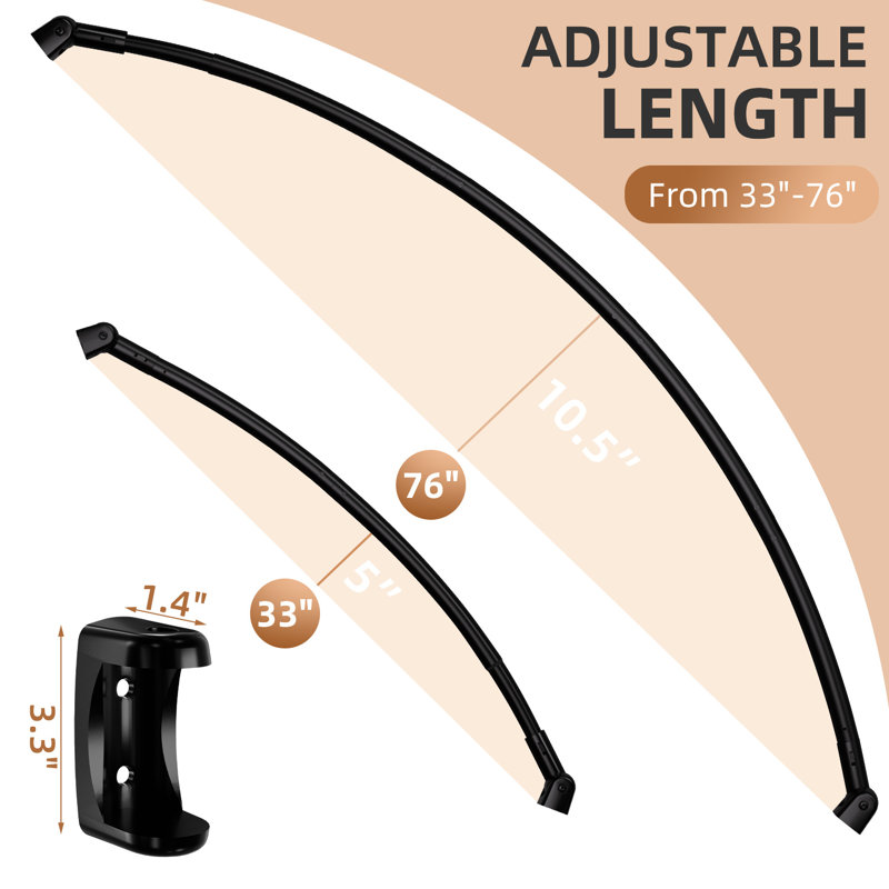 182.88cm Curved Shower Curtain Rod, Black