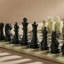 Jeu d'échecs en marbre vert et noir-126449505