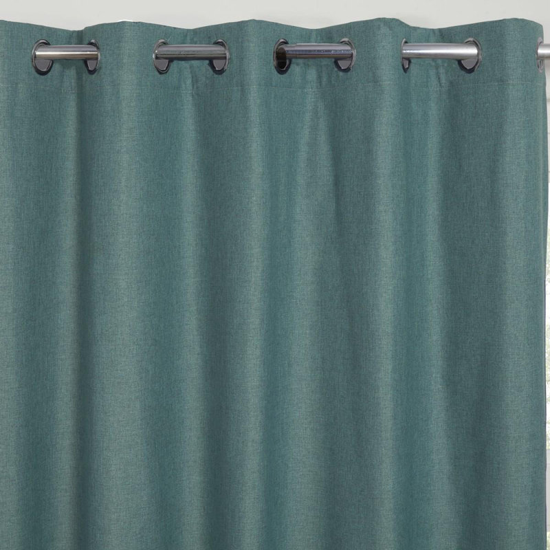 Cosmos Blackout Ready Made Solid Colour Eyelet Curtains, Blue, 46cm Width x 54cm Drop