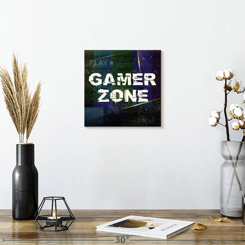 " Gamer Zone Sign " by Logic Nerds, 10" H x 10" W x 1.25" D