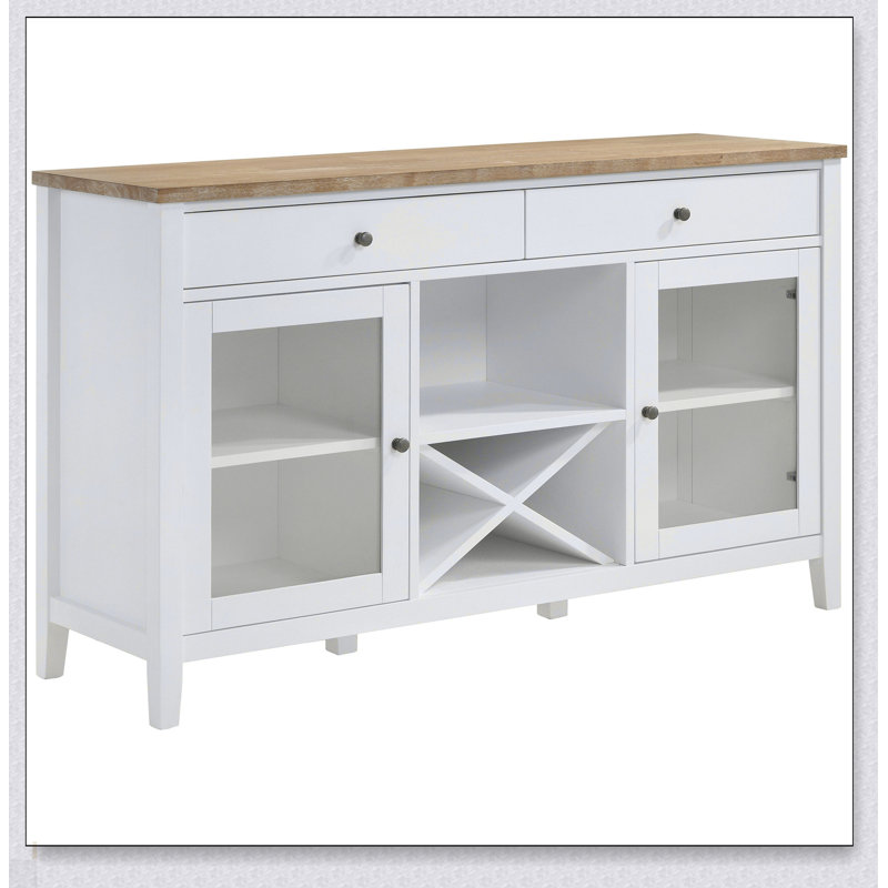 Buffet rustique et moderne à 2 portes avec rangement spacieux, pour un décor campagnard et côtier.