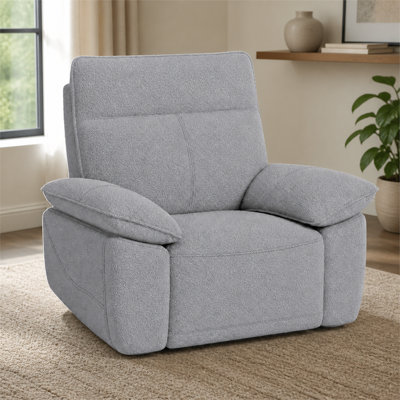 Fauteuil beige en similicuir à dossier électrique avec dossier réglable facile à nettoyer avec appui-tête épais et soutien lombaire