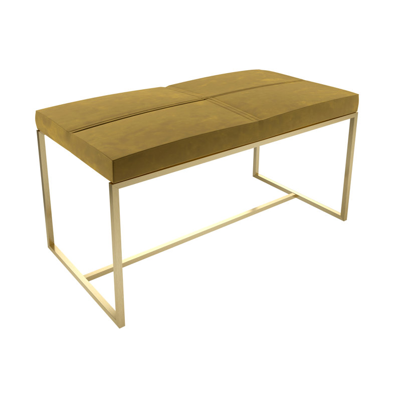 Euclid Steel Accent Stool, Brass Brushed, Mustard