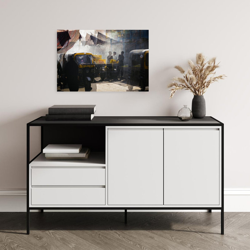 Urban Market Layers Vibrant Abstract Contemporary City Wall Art Print 1 Piece Wrapped Canvas Wall Art, 40.64cm H x 60.96cm W