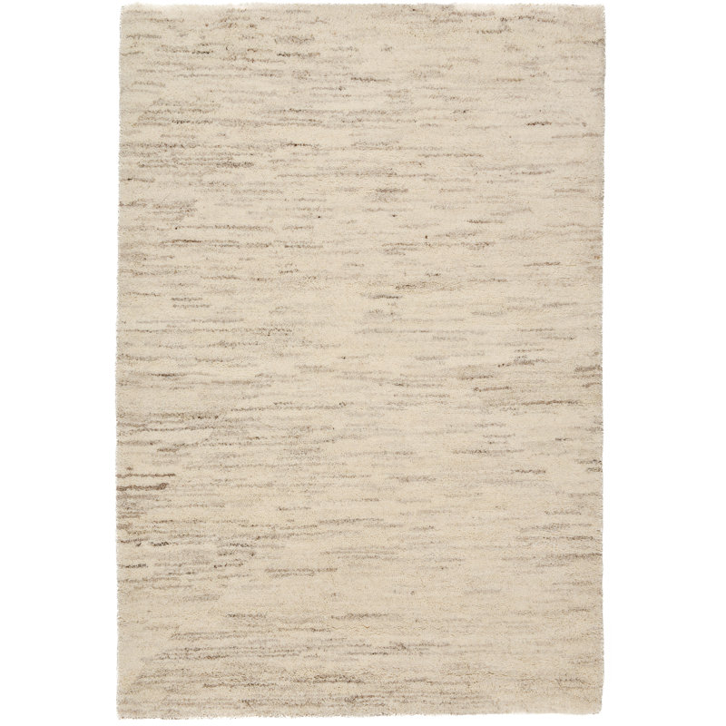 Hand Knotted Wool Beige Indoor Rug, Rectangle 60 x 120cm