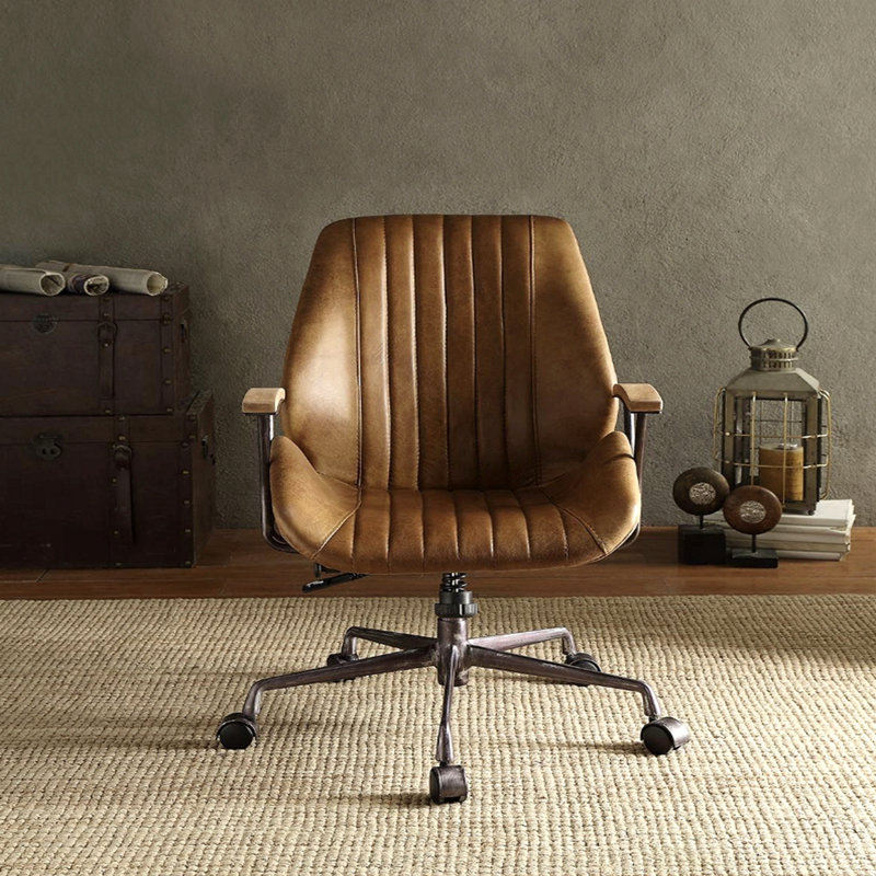 Hamilton Coffee Top Grain Leather Office Chair, Coffee