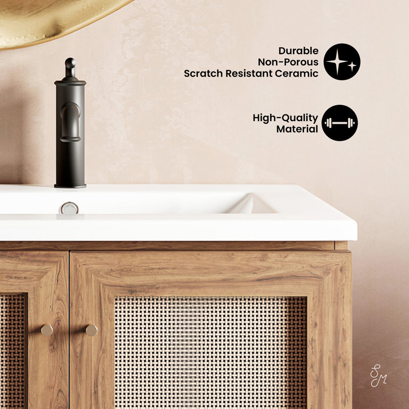 Classe 30" Freestanding Bathroom Vanity in Golden Oak with Sink Top, Single-Hole, White