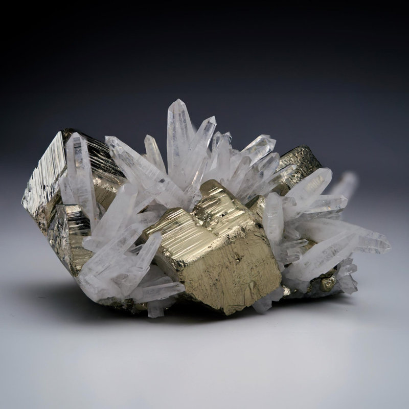 Quartz on Pyrite From Peru