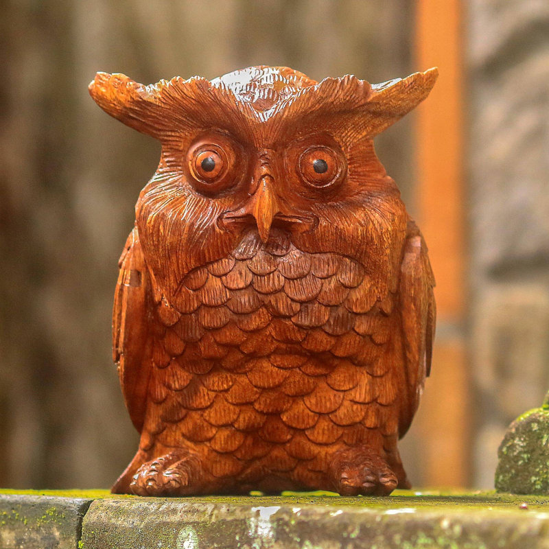 Sculpture reine et hibou Rex