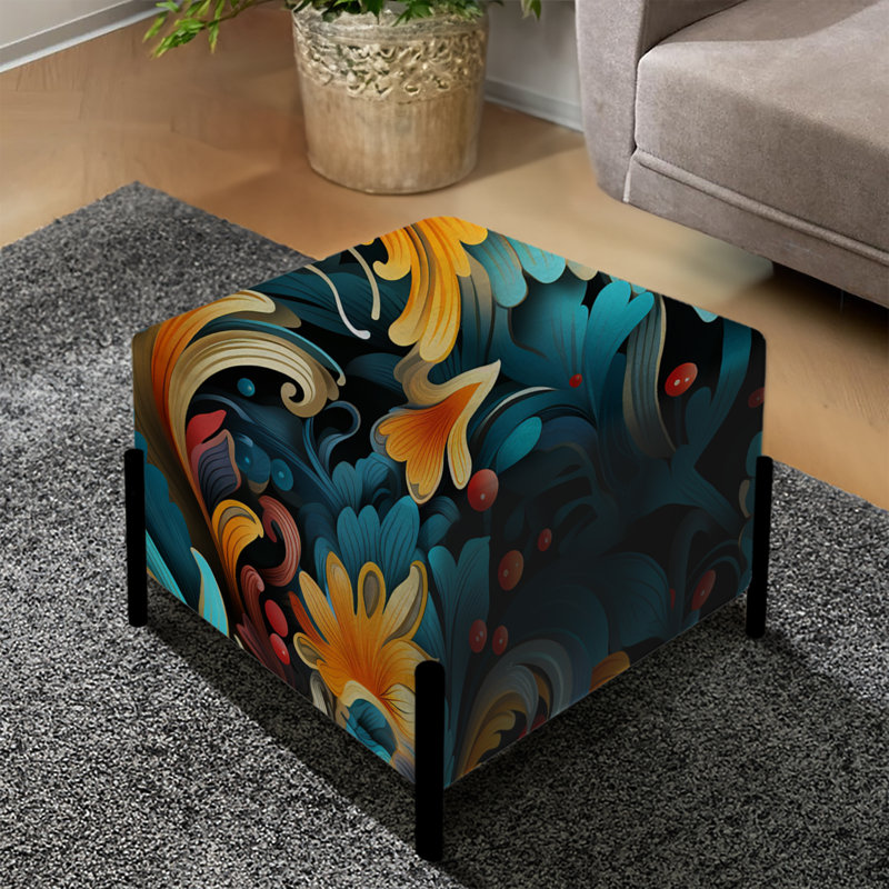 Motif rétro cachemire fusion - repose-pieds carré à motif cachemire