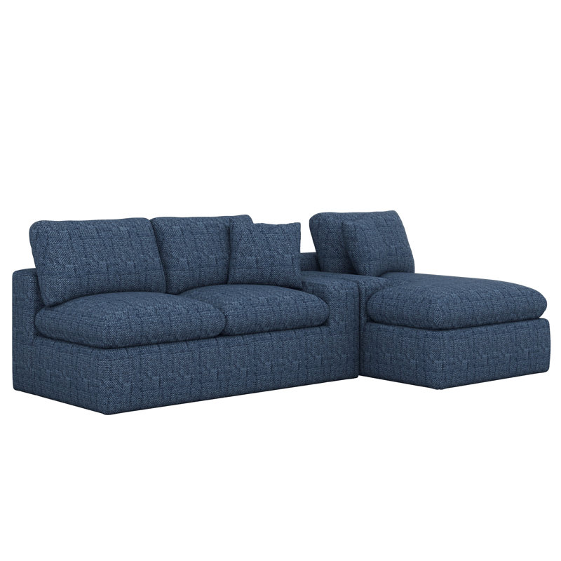 Canapé modulaire en forme de L à combinaison libre, canapé rembourré de 107,9 po avec coussin double et poches latérales, fauteuils à compression complète