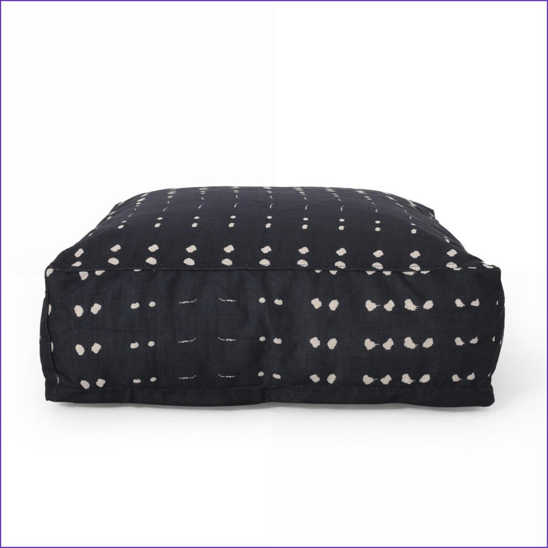 Repose-pieds pouf carré moderne - 25 x 25 x 8, repose-pieds / coussin de sol | Bleu marine | Tissu