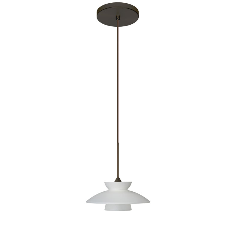 Luminaire suspendu pour dôme simple 1 lumières Trilo, DEL, Bronze, Givré