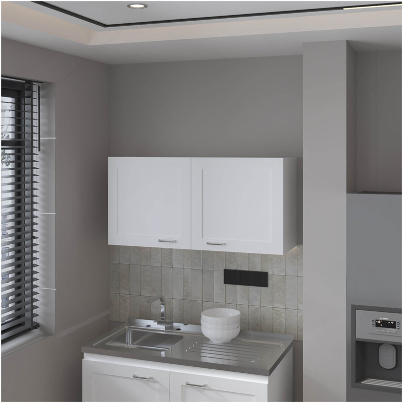 Armoire murale de cuisine avec 2 portes Nakya, blanc