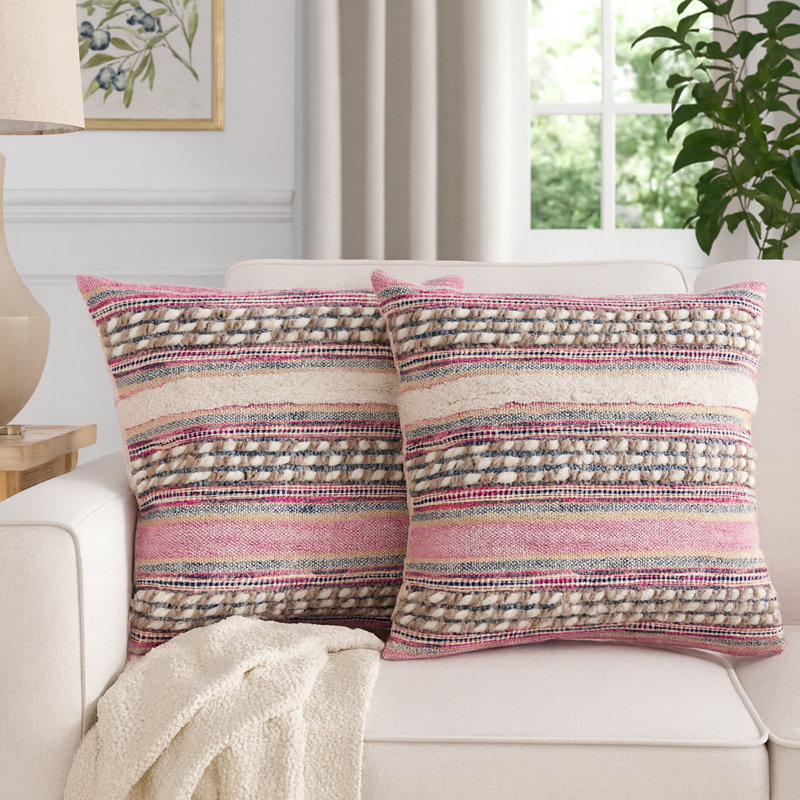  Housse et insert de coussin carré en mélange de coton, Polyester / sans insert, H 18 po x l 18 po