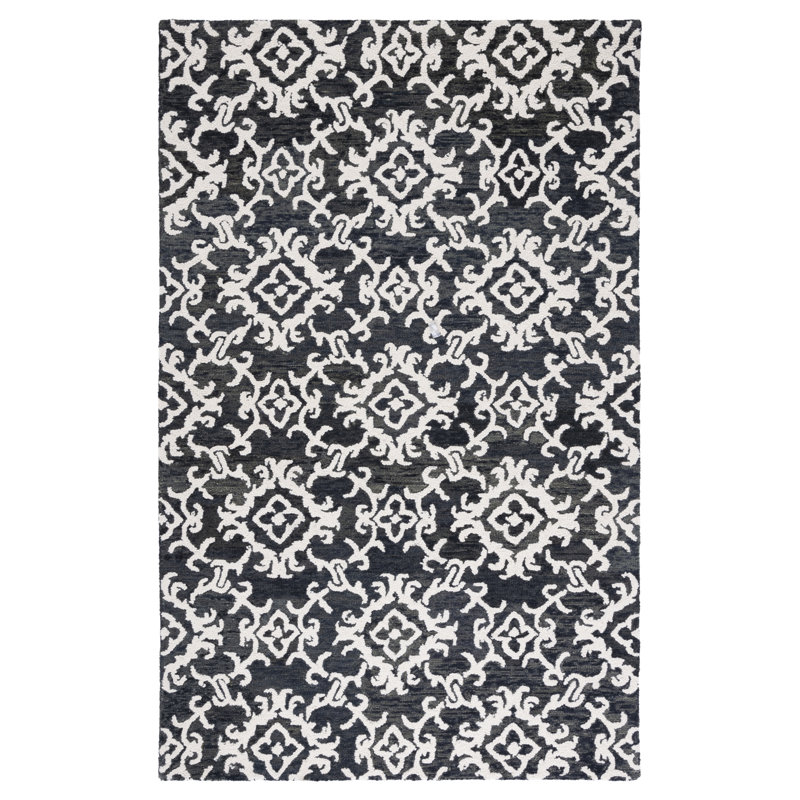 Farnham Blossom 104 Area Rug In Black / Ivory, Rectangle 9' x 12'