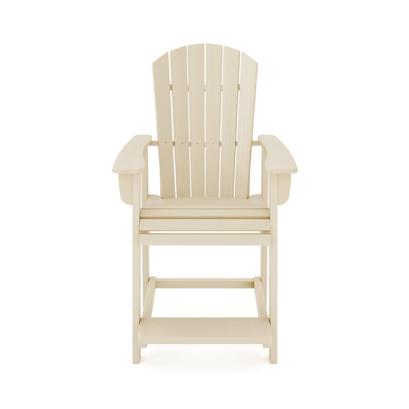 Adirondack Style Counter Chair – Stylish Hdpe Poly Lumber For Dining, Patio, Beige