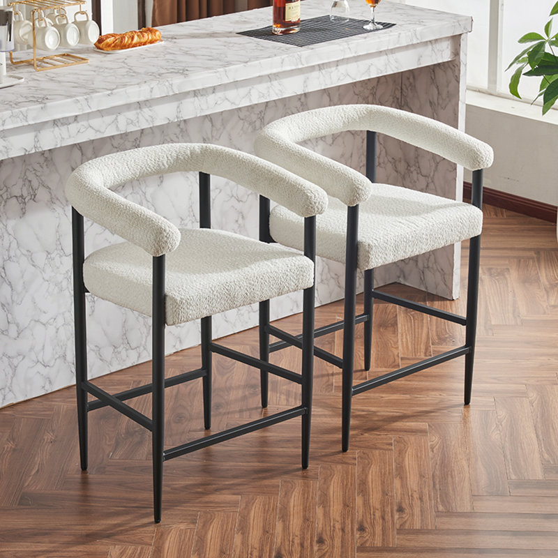Ensemble de 2 tabourets de bar modernes rembourrés, Blanc