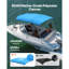 3 Bow Boat Bimini Top, 600D Polyester Canopy with Aluminum Alloy Frame, Waterproof & Sun Shade Boat Awning Canopy with Storage Bag, 2 Support Poles, 4 Straps, 72"Lx(73"-78")Wx46"H, Pacific Blue-127120689-127120690