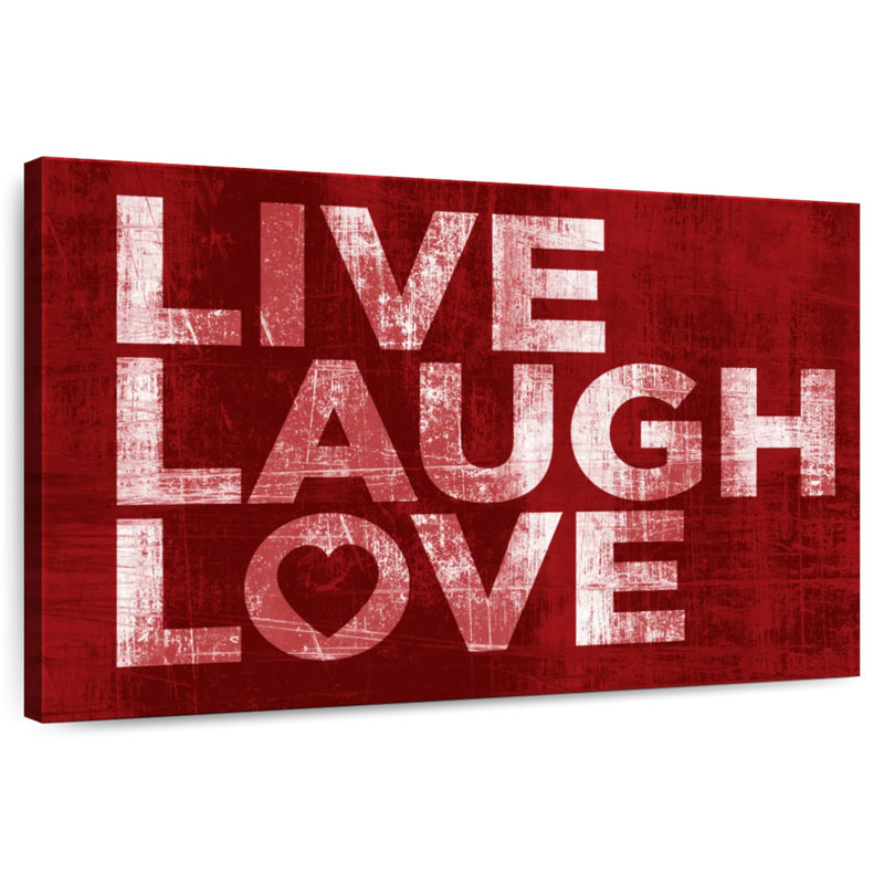 Tergel, rouge, vivre, rire, aimer, H 26 po x l 39 po