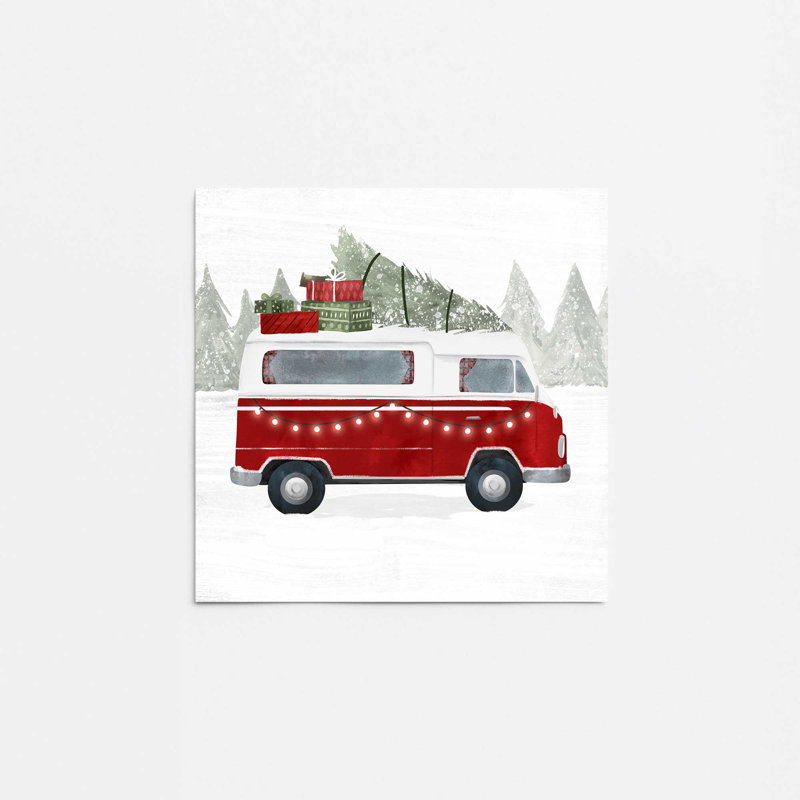 Impression de rouleau d'arbre de Noël rétro, H 11 po x l 14 po x P 0,1 po, Papier