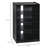 Tall Media Stand with Tempered Glass Push-to-Open Door, 5-Tier Entertainment Center with Adjustable Shelves & Cable Management