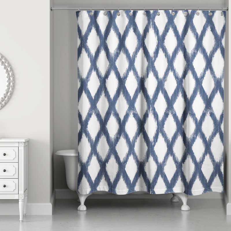 Rideau de douche simple Laskowski, Bleu marine