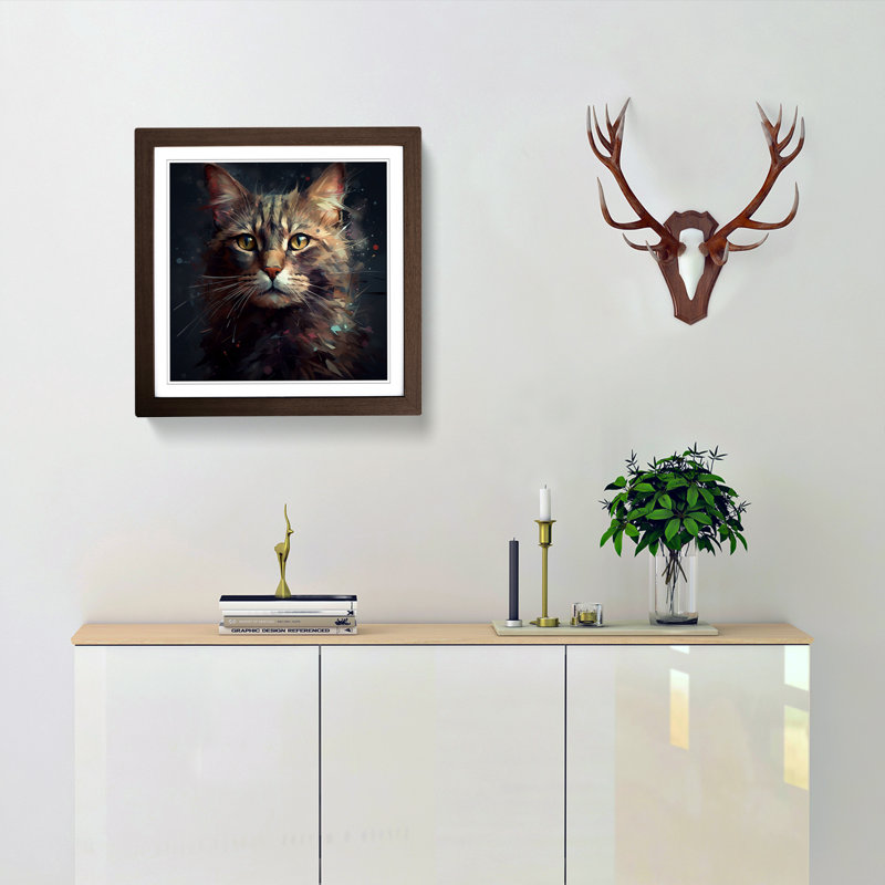 Cat Conceptual Art - Framed Print, Walnut