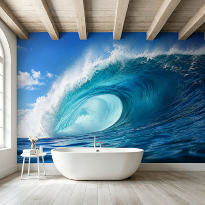 Papier peint adhésif pelez et collez Art mural bleu sauvage auto-adhésif et amovible